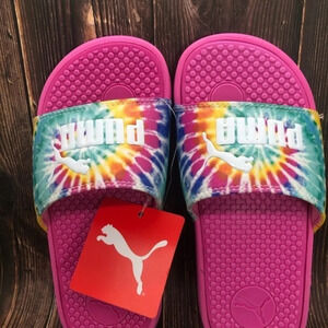 NWT Kids tie dye puma slides retro groovy